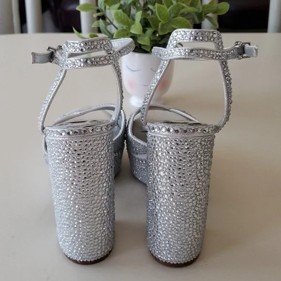 Gianni Bini Kemara Open Toe Embellished Glitter Platform Dress Sandals - Picture 3 of 5